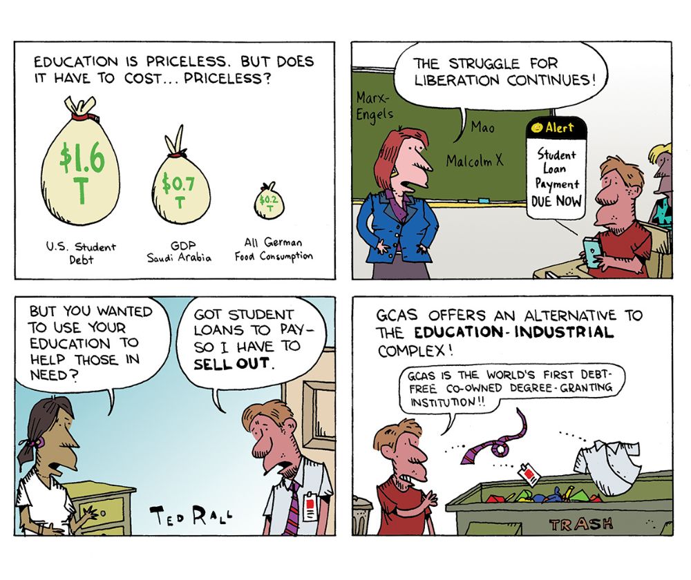 The GCAS model, drawn by Ted Rall.